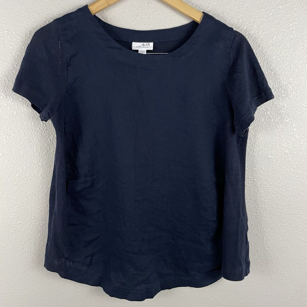 J Jill Love Linen Womens XS Blue 100% Linen Boxy Oversized Blouse